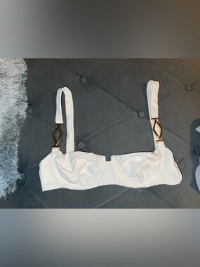 Amiana Cream Underwire Bikini Top with Gold Accents